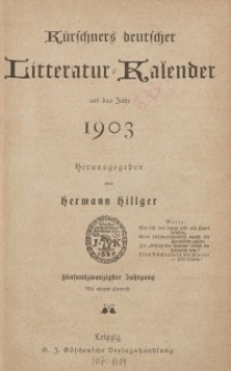 Deutscher Literatur Kalender, Jg. 25. 1903