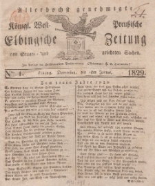 Elbingsche Zeitung, No. 1 Donnerstag, 1 Januar 1829