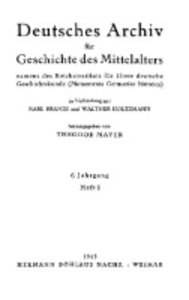 Deutsches Archiv für Geschichte des Mittelalter, Jg. 6.1942, H. 1.