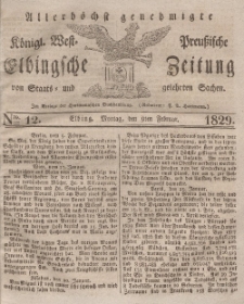 Elbingsche Zeitung, No. 12 Montag, 9 Februar 1829