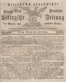 Elbingsche Zeitung, No. 14 Montag, 16 Februar 1829