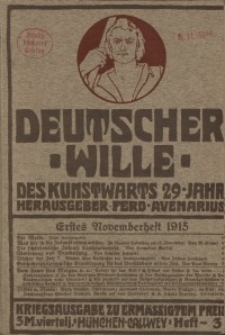 Deutscher Wille, November 1915, H. 3.