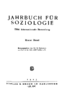 Jahrbuch für Soziologie. Eine internationale Sammlung, 1925, Bd. 1