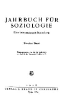 Jahrbuch für Soziologie. Eine internationale Sammlung, 1926, Bd. 2