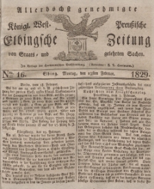 Elbingsche Zeitung, No. 16 Montag, 23 Februar 1829