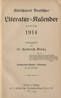 Kürschners Deutscher Literatur=Kalender, Jg. 36. 1914