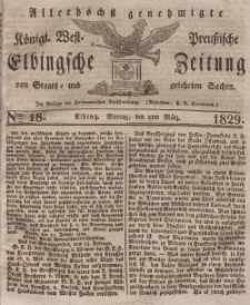Elbingsche Zeitung, No. 18 Montag, 2 März 1829