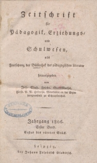 Zeitschrift für Pedagogik, 1806, Bd. 1.