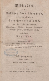 Bibliothek der pädagogischen Literatur, 1804, Bd. 1.
