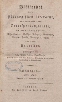 Bibliothek der pädagogischen Literatur, 1804, Bd. 1.