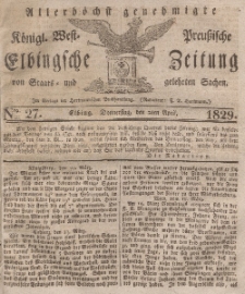 Elbingsche Zeitung, No. 27 Donnerstag, 2 April 1829