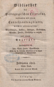 Bibliothek der pädagogischen Literatur, 1805, Bd. 1.