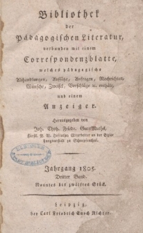 Bibliothek der pädagogischen Literatur, 1805, Bd. 3.