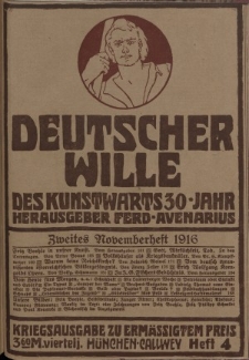 Deutscher Wille, November 1916, H. 4.