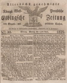 Elbingsche Zeitung, No. 30 Montag, 13 April 1829