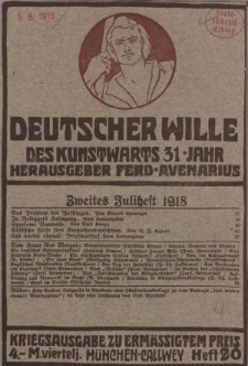 Deutscher Wille, Juli 1918, H. 20.
