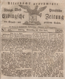 Elbingsche Zeitung, No. 31 Donnerstag, 16 April 1829