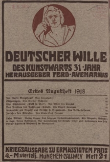 Deutscher Wille, August 1918, H. 21.