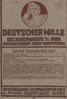 Deutscher Wille, September 1918, H. 24.