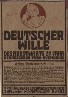 Deutscher Wille, September 1916, H. 23.