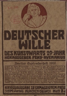 Deutscher Wille, September 1916, H. 24.