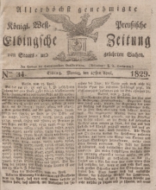 Elbingsche Zeitung, No. 34 Montag, 27 April 1829
