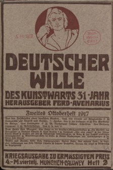 Deutscher Wille, Oktober 1917, H. 2.
