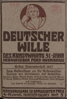 Deutscher Wille, November 1917, H. 3.
