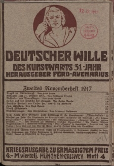 Deutscher Wille, November 1917, H. 4.