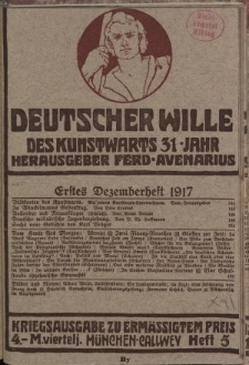 Deutscher Wille, Dezember 1917, H. 5.