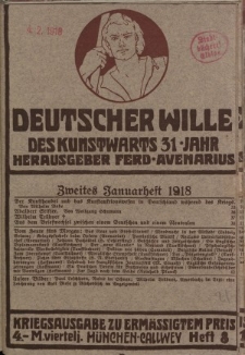 Deutscher Wille, Januar 1918, H. 8.