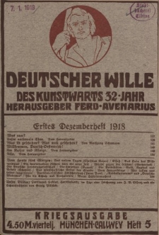 Deutscher Wille, Dezember 1918, H. 5.