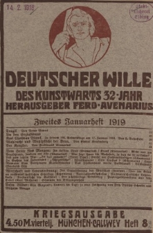 Deutscher Wille, Januar 1919, H. 8.