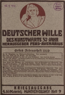 Deutscher Wille, Februar 1919, H. 9.