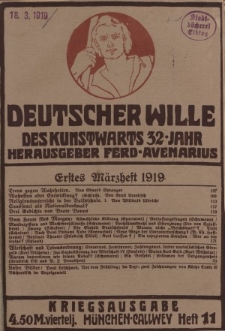 Deutscher Wille, März 1919, H. 11.