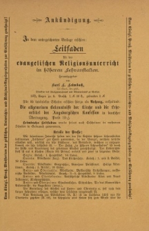 Ankündigung [...] Leitfaden für den evangelischen Religionsunterricht [ulotka]