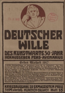 Deutscher Wille, Mai 1917, H. 15.