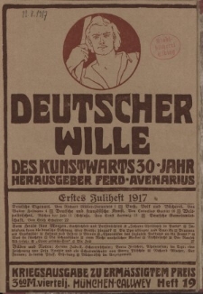 Deutscher Wille, Juli 1917, H. 19.