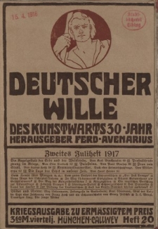 Deutscher Wille, Juli 1917, H. 20.