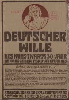 Deutscher Wille, September 1917, H. 23.