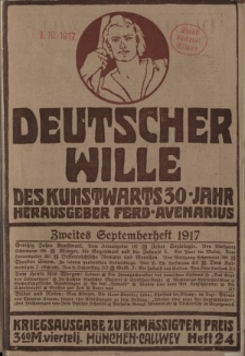 Deutscher Wille, September 1917, H. 24.