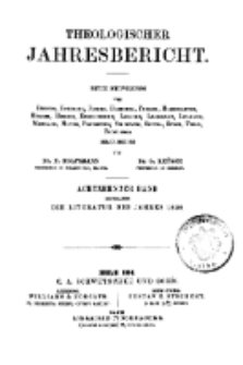 Theologischer Jahresbericht, 1898, Abteilung 1.