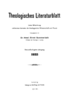 Theologisches Literaturblatt, 1933 (Inhaltsverzeichniß)