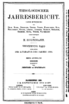 Theologischer Jahresbericht, 1894, Abteilung 1.