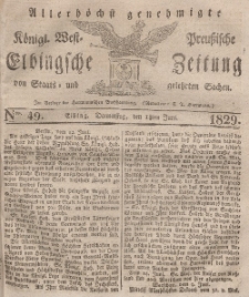 Elbingsche Zeitung, No. 49 Donnerstag, 18 Juni 1829