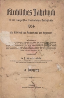 Kirchliches Jahrbuch, 51. Jahrgang, 1924