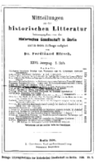 Mittheilungen aus der historischen Litteratur, 26. Jg. 1898, H. 2.