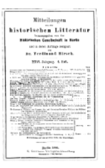 Mittheilungen aus der historischen Litteratur, 26. Jg. 1898, H. 4.