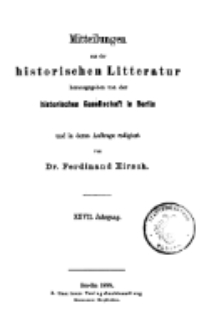 Mittheilungen aus der historischen Litteratur, 27. Jg. 1899, H. 1.