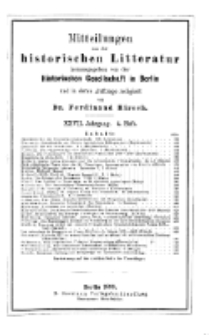 Mittheilungen aus der historischen Litteratur, 27. Jg. 1899, H. 4.